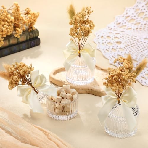 Honeydak 12 Piece Glass Candy Jar Set with Lids and Decorations