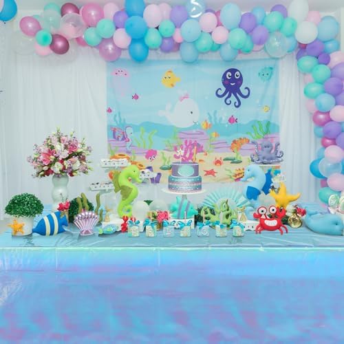 FunnyPars 3 Pack Iridescent Blue Tablecloths