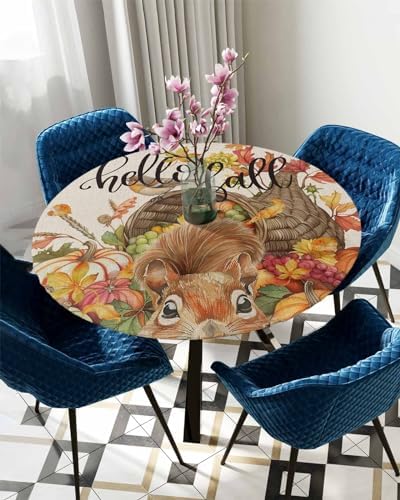 Waterproof Elastic Round Tablecloth for 36-44 Inch Tables