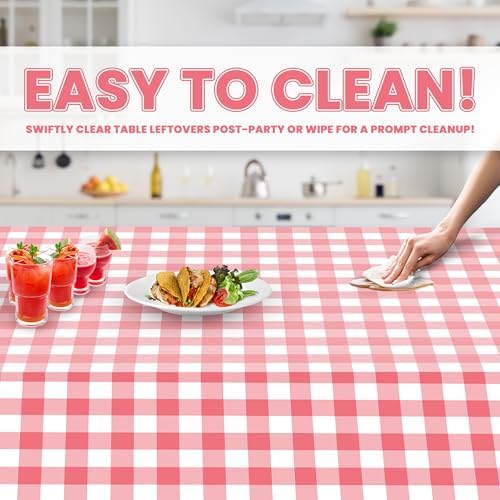 Grandipity 12 Pack Pink Checkered Tablecloths 54x108 Inch