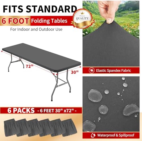 Showgeous 6 Pack Rectangle Tablecloths for 6 Foot Tables
