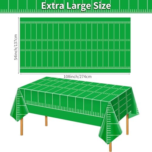 3Pcs Football Field Tablecloth 54x108 Inch for Party Decorations