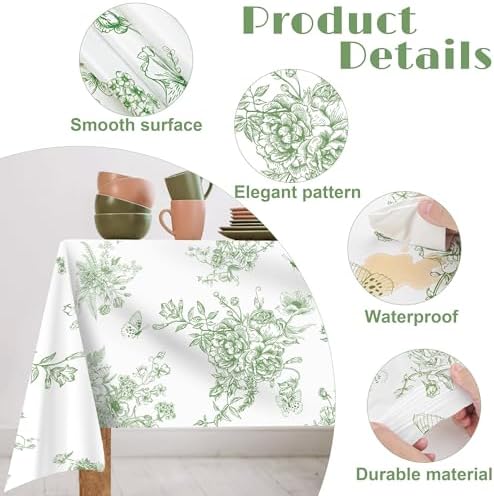 100 Ft Floral Plastic Tablecloth Roll with Cutter Box for Wedding Decor