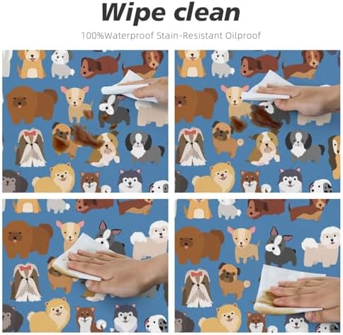 Cute Dogs Blue Tablecloth with Elastic Edge Small