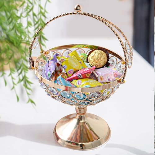 Crystal Candy Bowl Holder Decorative Fruit Bowl Stand Flower Basket Ornament Home Decor Table Centerpiece Gold S
