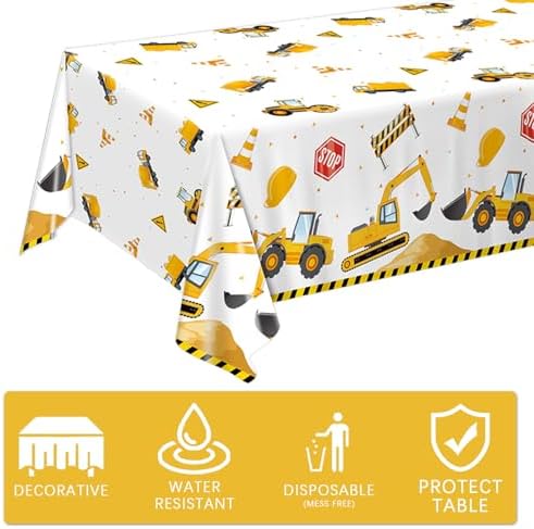 3 Pack Construction Themed Tablecloths 54 x 108 Inches