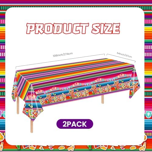 2 Pcs Plastic Tablecloths 54108 Fiesta Party Decorations