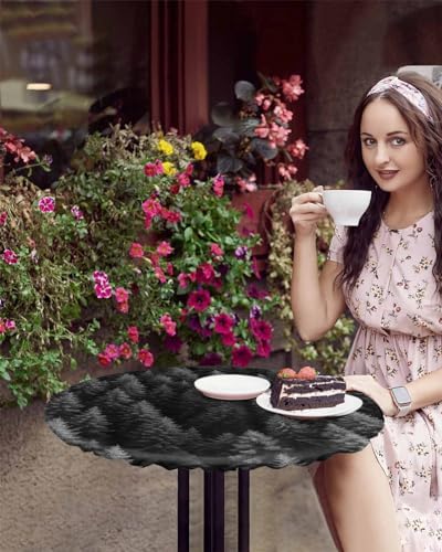 Foggy Forest Round Waterproof Table Cover - Grey Trees Minimalist Design