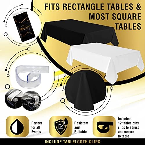 Pink Plastic Table Cloths 6 Pack with 12 Clips for Rectangular Tables