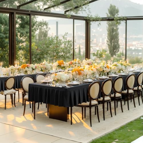 1 Pack Black Spandex Tablecloth for 6 Foot Rectangle Table with Pleated Skirt