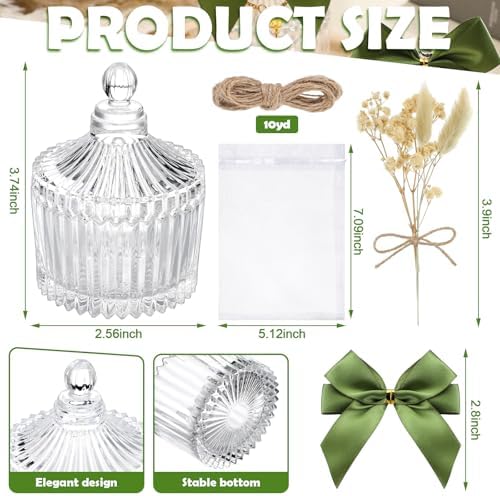 Honeydak 12 Piece Glass Candy Jar Set with Lids and Decor