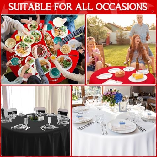 MASHAN 12 Pcs Red Black White Plastic Tablecloths