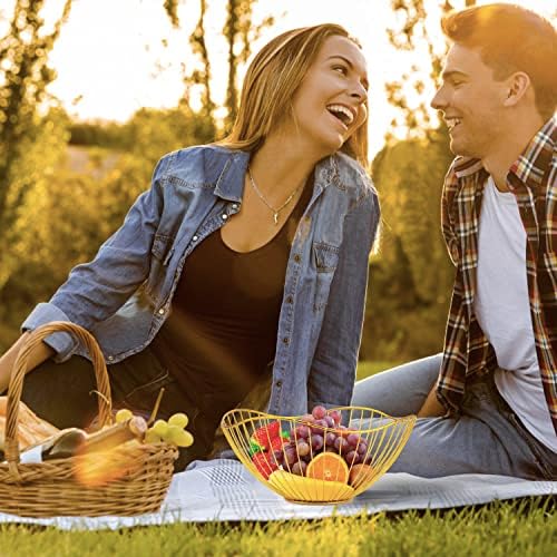 Lainrrew Gold Metal Wire Fruit Basket Bowl