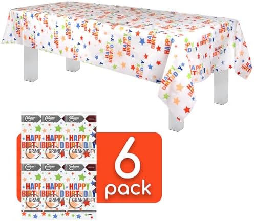 Grandipity 6 Pack Premium Disposable Plastic Tablecloths 54x108 Inches