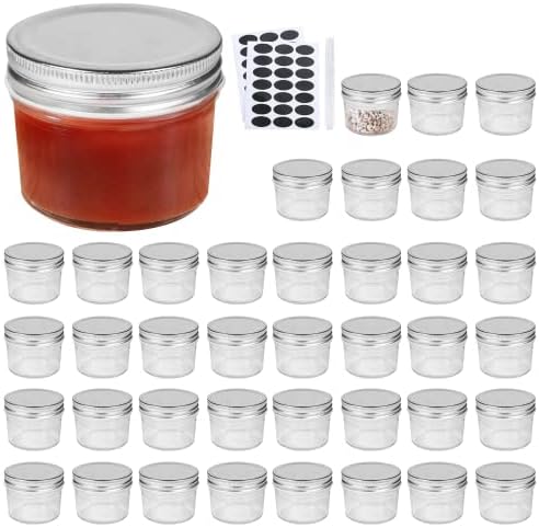 QAPPDA 4oz Glass Jars With Silver Lids Set of 40