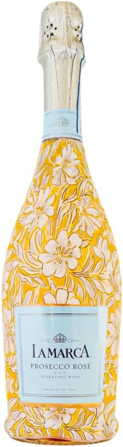 Beau Bottles Grandmillenial Gold Flower Wine Label Wrap for La Marca 750ml Champagne Bottle