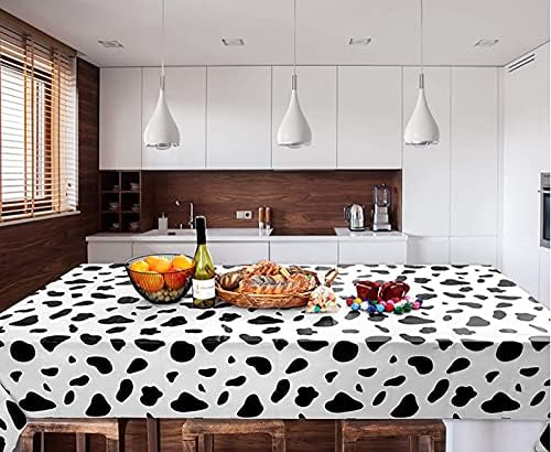 6 Pack Disposable Black and White Cow Print Plastic Tablecloth 108x54 Inches