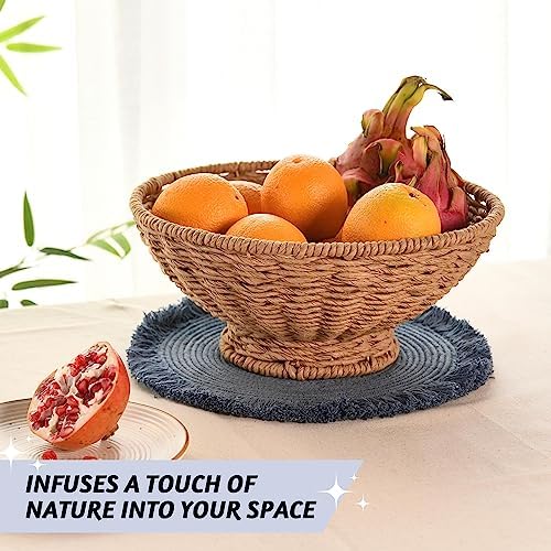Folkulture Jute Fruit Bowl 12 Inch Decorative Serving Bowl