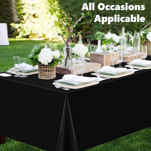 3 Pack Black Plastic Tablecloth for Rectangle Tables