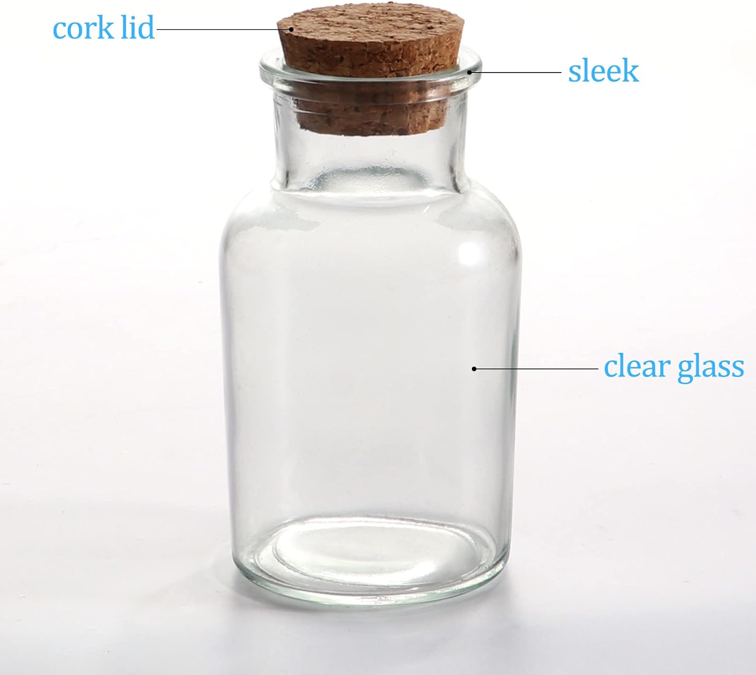 Keketin 24-Pack Clear Glass Jars with Cork Lids