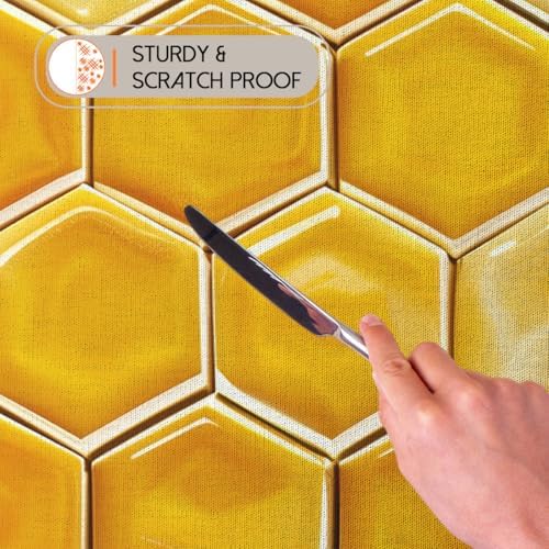 Beehive Tablecloth 54x54 Inch Yellow Gold Honeycomb Design