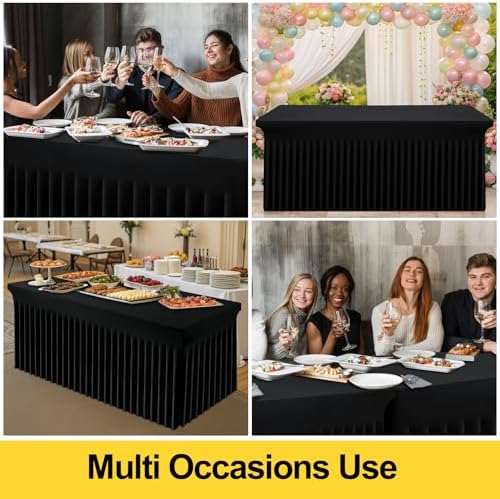 Smiry Spandex Tablecloth for 6FT Tables Black