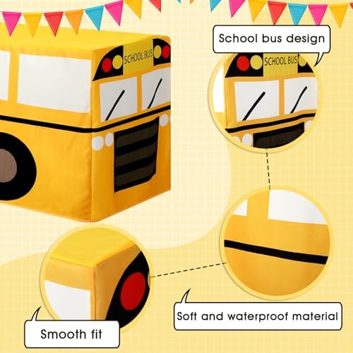 Oudain 2 Pcs 8FT School Bus Tablecloth Party Cover Birthday Decoration