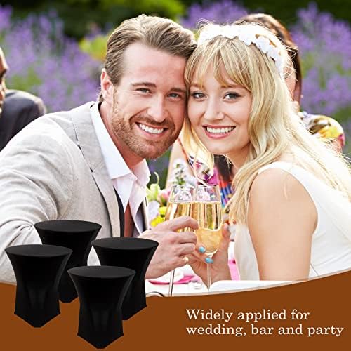 Linyuthia 14 Pack Spandex Round Tablecloths Black