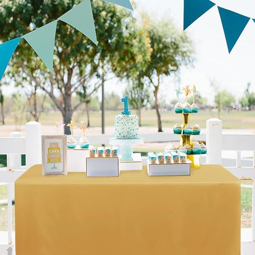 Obstal 2 Pack Tablecloths for 4 Foot Rectangular Tables - Water Resistant Gold
