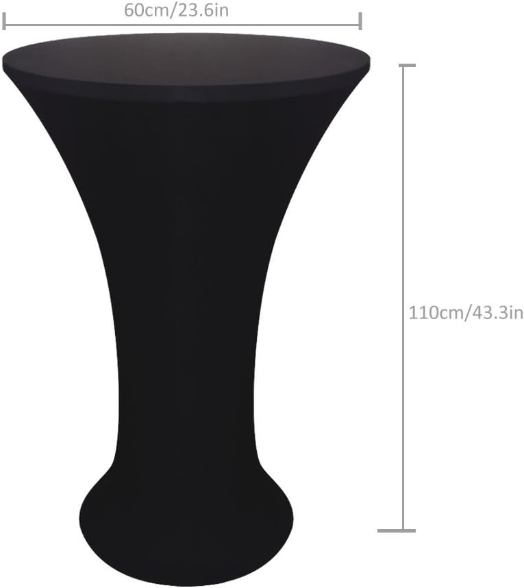 JISEN Cocktail Spandex Fitted Stretchable Elastic Tablecloth Black
