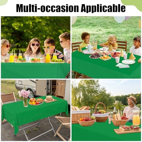 Smiry Disposable Table Cloth 12 Pack Waterproof Rectangle Green