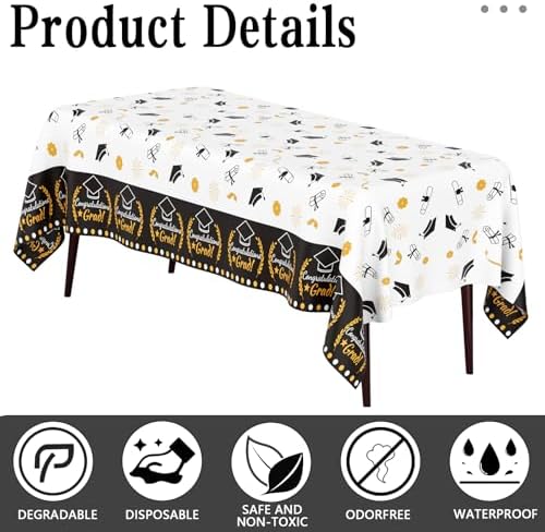 3 pcs Graduation Tablecloth 54x108 Inches