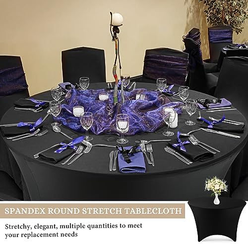 Peryiter 15 Pack Black Spandex Round Tablecloth