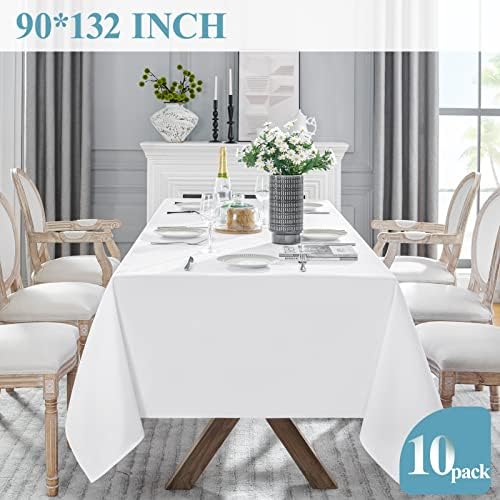 VidaFete 10 Pack 90x132 Inch White Tablecloth