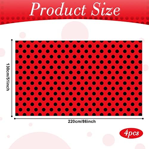Tegeme Ladybug Tablecover Set 4pcs Black Red Rectangular Tablecloths