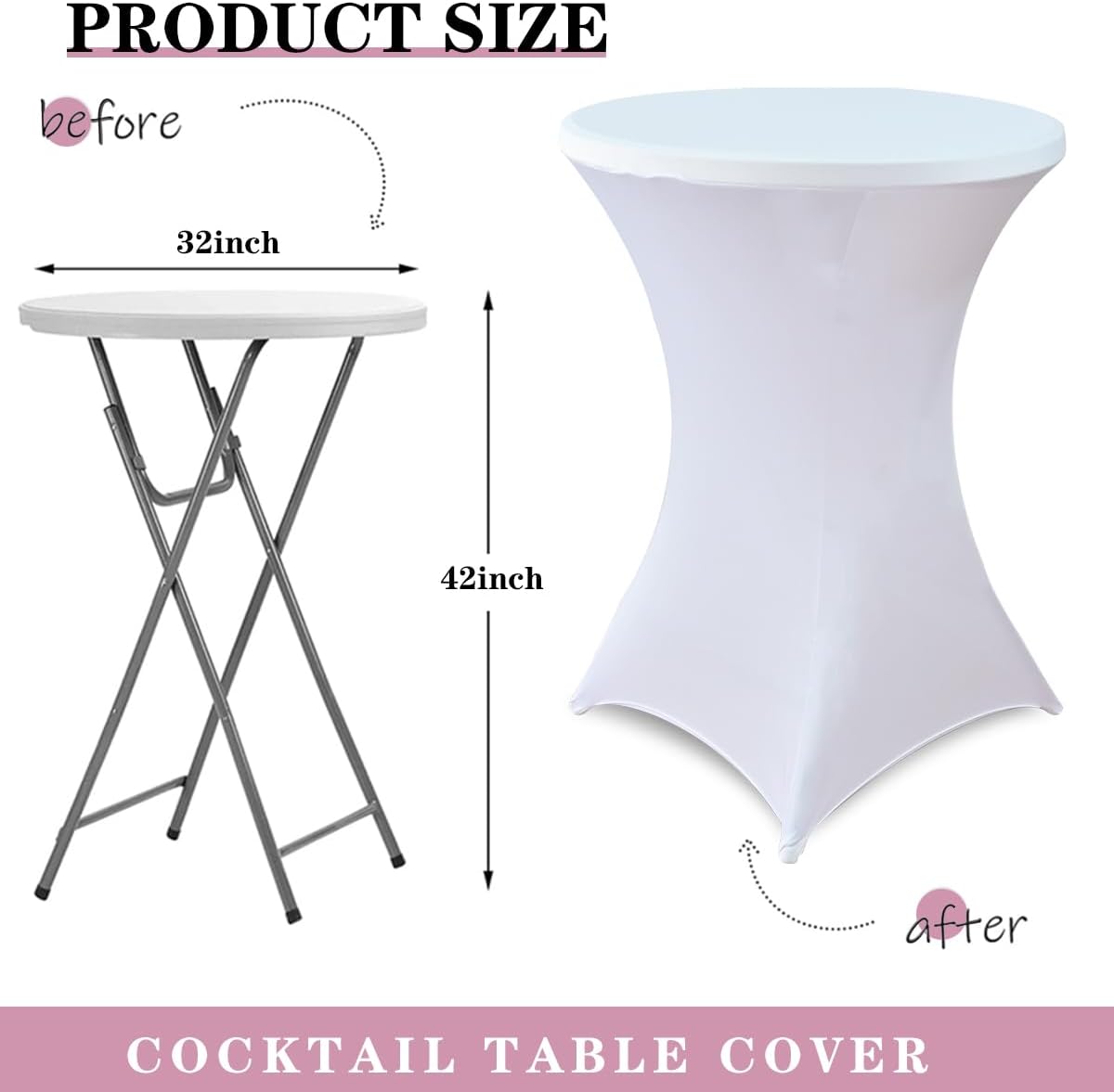 HAORUI 10 Pack Spandex Table Covers for Round Tables