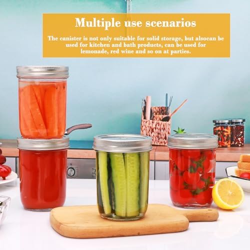 16oz Mason Jars with Lids 12 Pack Overnight Oats Containers for Jam and Canning