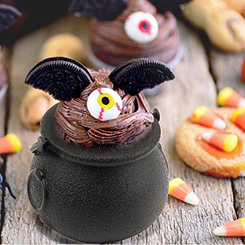 LOMIMOS 12pcs Halloween Mini Black Cauldron Candy Server