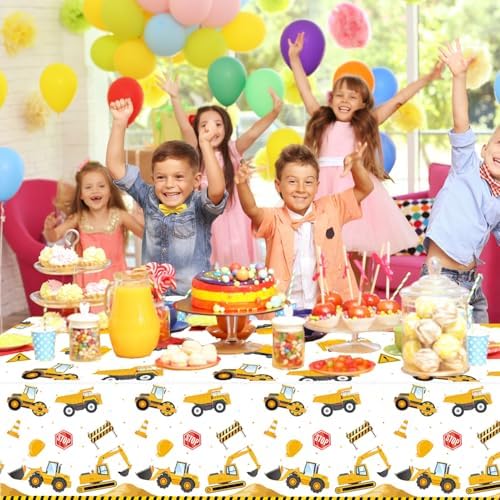 3 Pack Construction Themed Tablecloths 54 x 108 Inches