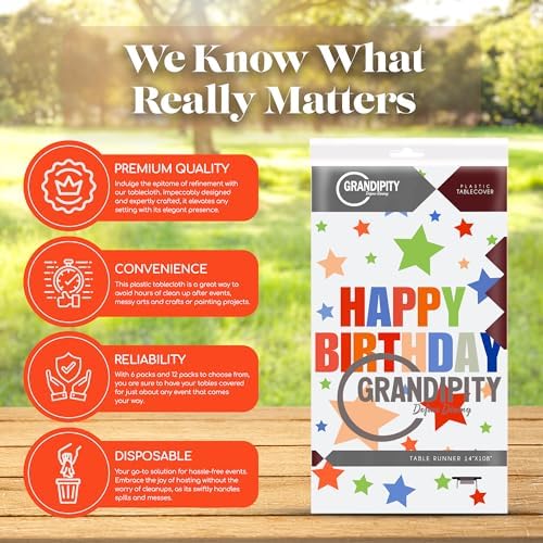 Grandipity 6 Pack Premium Disposable Plastic Tablecloths 54x108 Inches