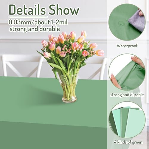 Whaline 16Pcs Sage Green Plastic Tablecloths 54x108 Inch