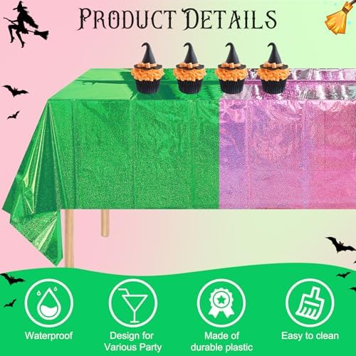 4 Pcs Iridescent Pink Green Tablecloths for Party Decorations