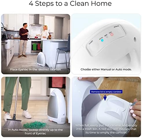EyeVac Home Touchless Vacuum Automatic Dustpan - Ultra Fast Powerful 1000 Watt White