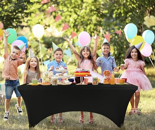 Utopia Kitchen 6FT Spandex Tablecloth Black 200 GSM