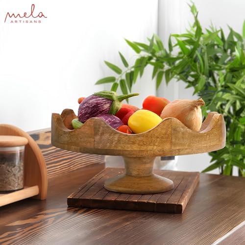 Mela Artisans Wooden Multipurpose Pedestal Bowl 12x4