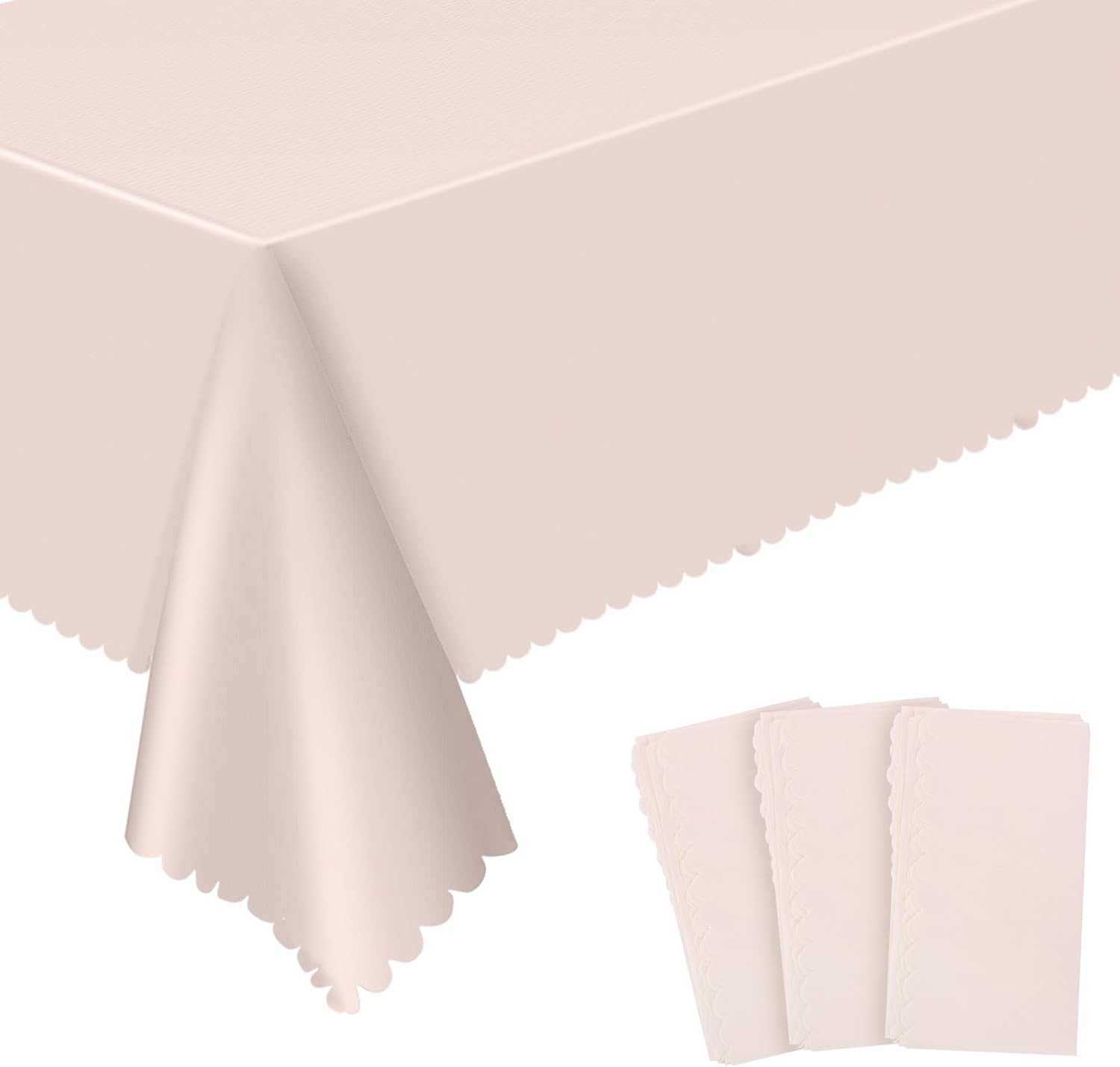 3 Pack Light Pink Plastic Tablecloths 54x108 Inch Party Covers