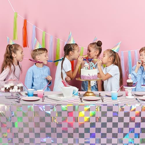 FunnyPars 3 Pack Iridescent Purple Tablecloths