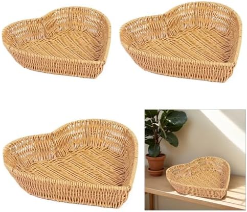 Artificial Rattan Serving Tray with Heart Shape Design