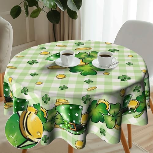 St Patricks Day Round Tablecloth - 60 Inch Gold Coin Design