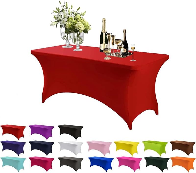 Spandex Table Cover 6 Ft - Stretchable Tablecloth for Home Events and Parties